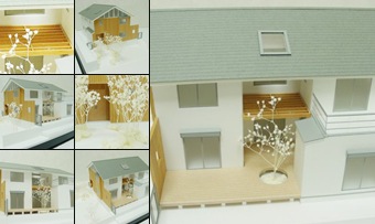"S=1∕70  パーゴラとウッドデッキの住宅模型" の表示