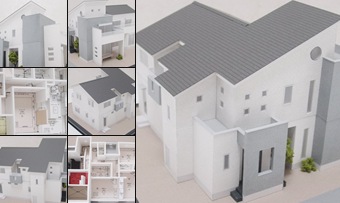 "Ｓ＝１∕50　切妻屋根のロフトのある住宅模型" の表示